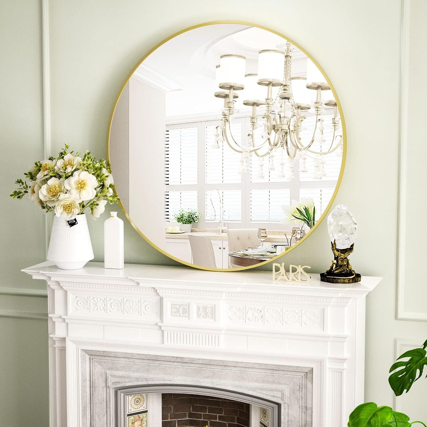 Round Mirror 23.6" Gold Wall Mounted Circle Mirrors Vanity Mirror with Aluminum Alloy Frame Modern Decoration for Bathroom, Living Room, Vanity, Bedroom, Entryway
