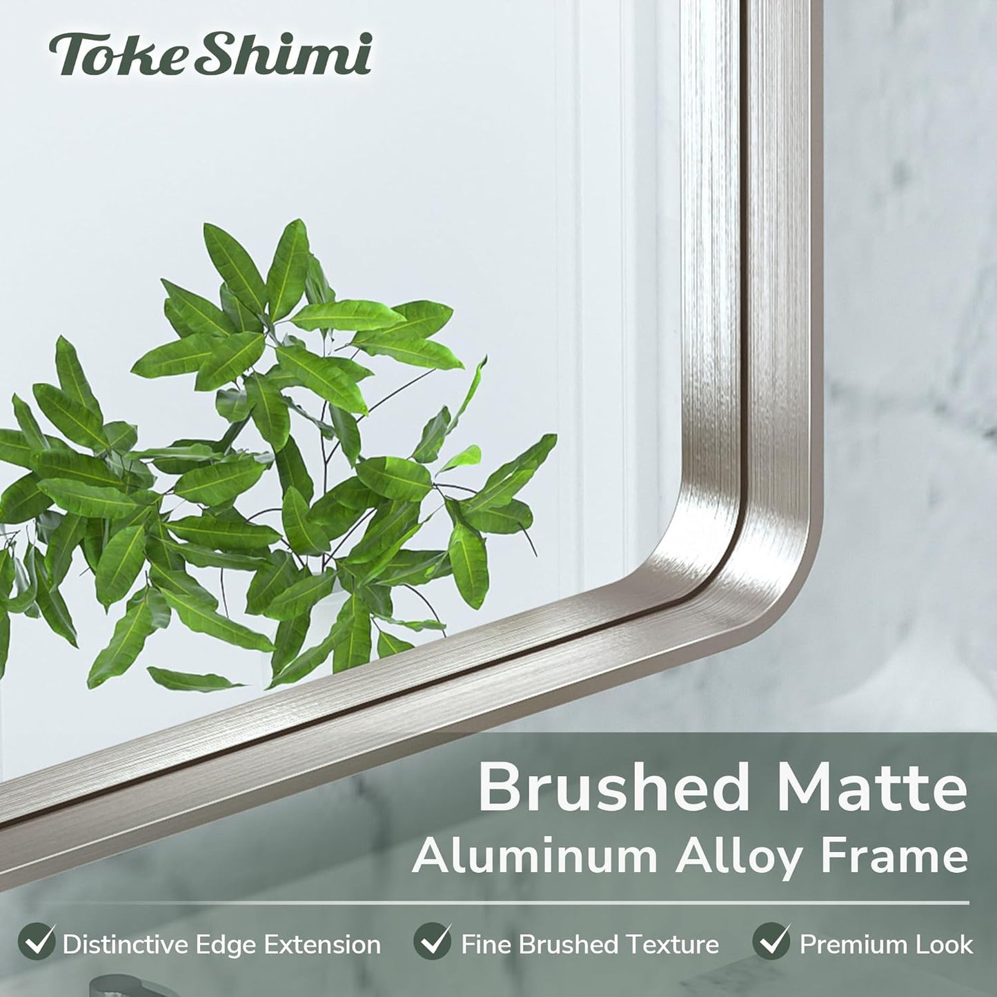 TokeShimi 16x24 Brushed Nickel Bathroom Wall Mirror Vanity Metal Frame Round Corner Rectangular for Home Decor Living Room Entryway (Horizontal/Vertical)