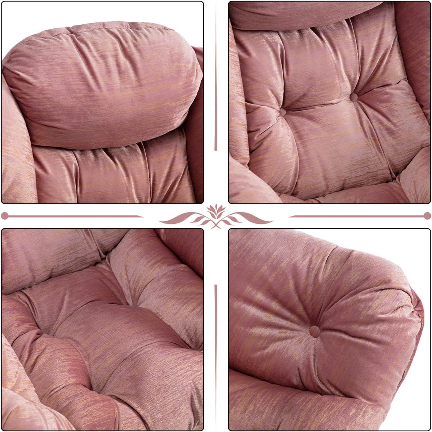 HollyHOME Modern Fabric Large Lazy Chair, Accent Oversized Comfy Reading Chair with Armrest, Thick Padded Cozy Lounge Sofa for Living Room, Bedroom, Dorm, Gilding Pink