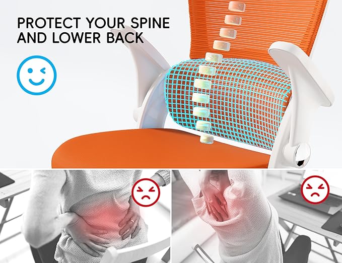 TRALT Office Chair - Ergonomic Office Chair with Back Support, Home Office Desk Chairs, 330lbs Wide Seat Big and Tall Office Chairs with Headrest, Comfy Desk Chairs (Orange)