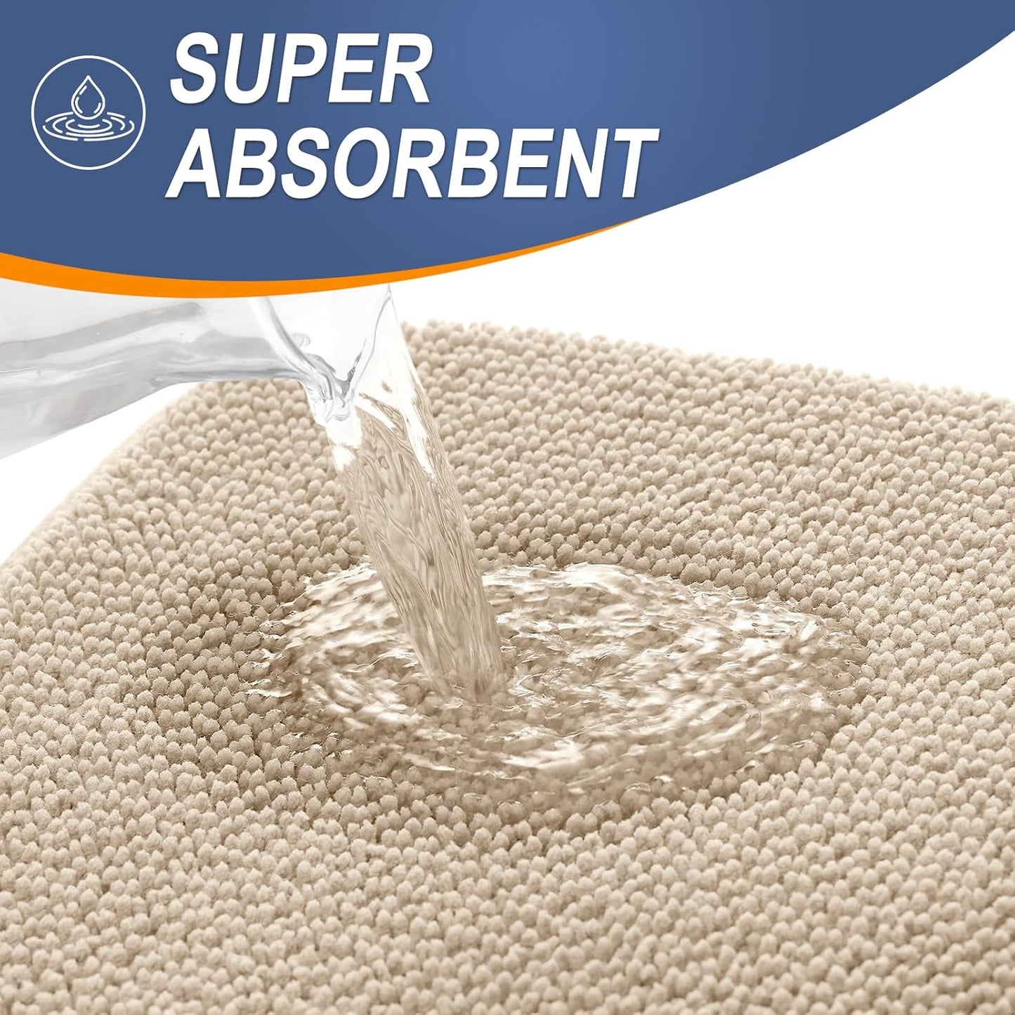 OLANLY Thick Memory Foam Bath Mat Rug 34x21, Extra Soft Absorbent Bathroom Rug, Quick Dry Bath Mats, Non-Slip, Machine Washable Carpet for Bathroom, Tub and Shower, Home Decor Accessories, Beige