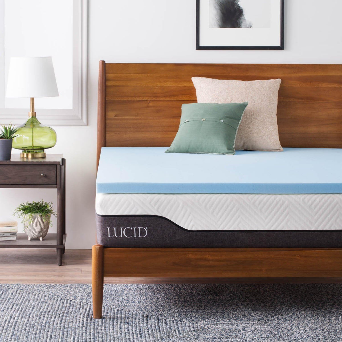 Lucid 2 Inch Mattress Topper - California King Size - Cooling Gel Infused Memory Foam - Plush Feel Pressure Relieving Bed Topper - Mattress Pad – Ventilated Breathable Design – CertiPur Certified