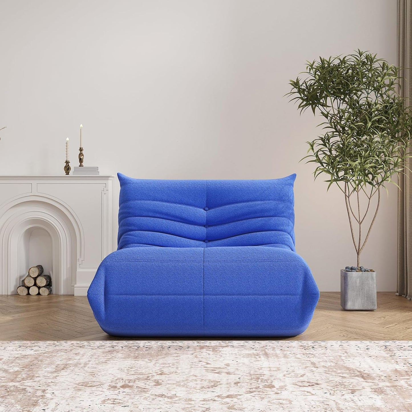 Bean Bag Chair, Memory Foam Bean Bag Sofa Large Bean Bag Chair for Adults, Bean Bags Chairs for Teens with High Density Comfortable Foam, Bean Bag for Living Room, Bedroom (Blue)