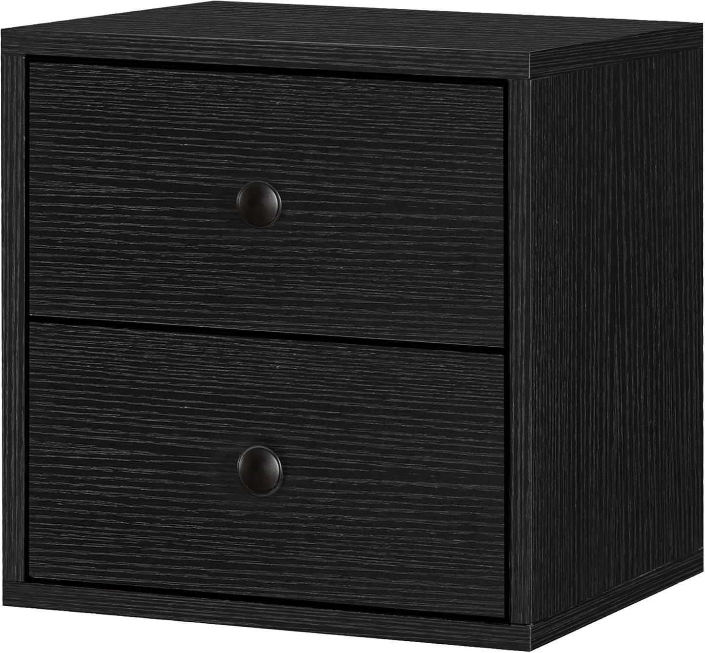 FUSUNBAO Magic DIY Cube Storage Organizer Stackable Cubes for Home Books Clothes Toy-Modular Cubby Storage System-Office Cubical-Bookcase Closet (Black, Drawer Cube)