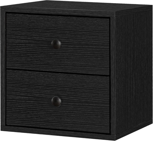 FUSUNBAO Magic DIY Cube Storage Organizer Stackable Cubes for Home Books Clothes Toy-Modular Cubby Storage System-Office Cubical-Bookcase Closet (Black, Drawer Cube)