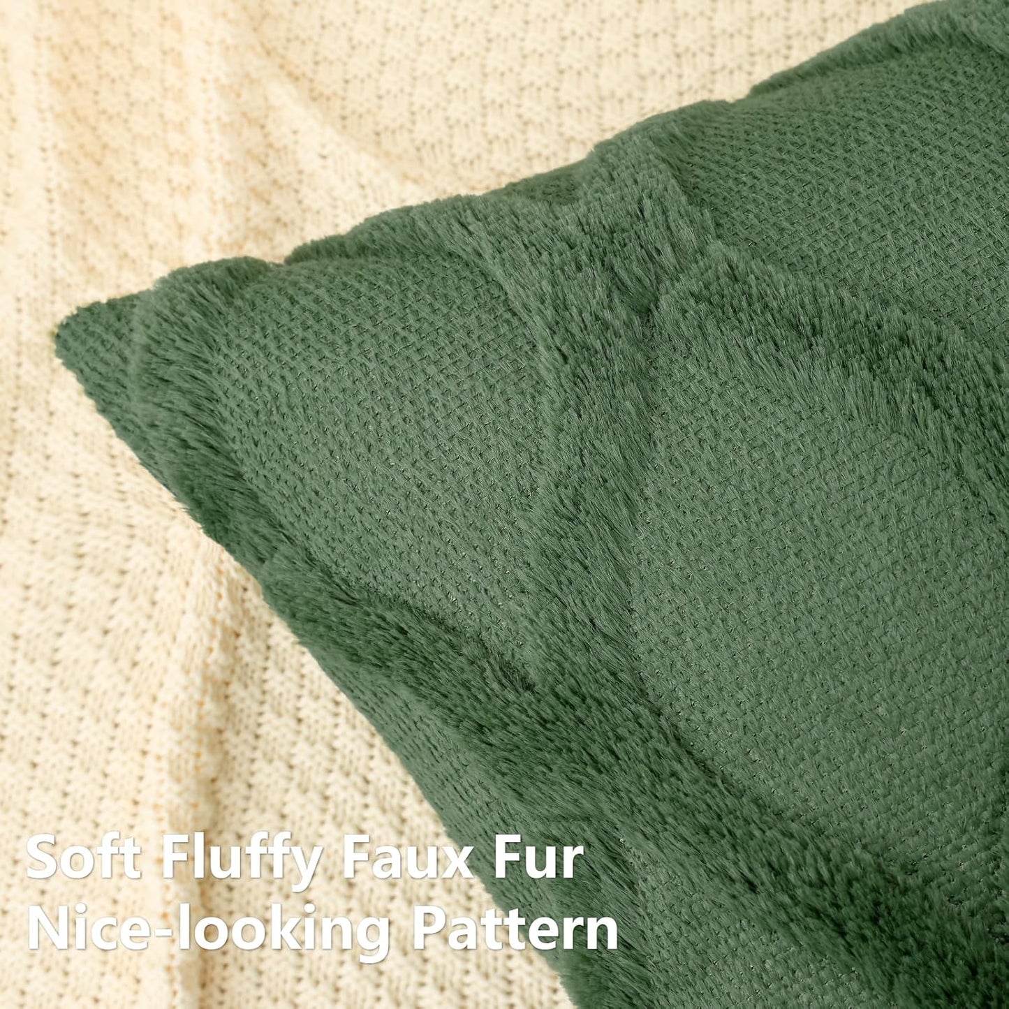 decorUhome Throw Pillow Covers 26x26 Inch Set of 2, Soft Plush Faux Fur Wool Forest Elf Couch Pillow Covers, Decorative Neutral Pillow Cases for Bed Sofa Living Room Home Decor