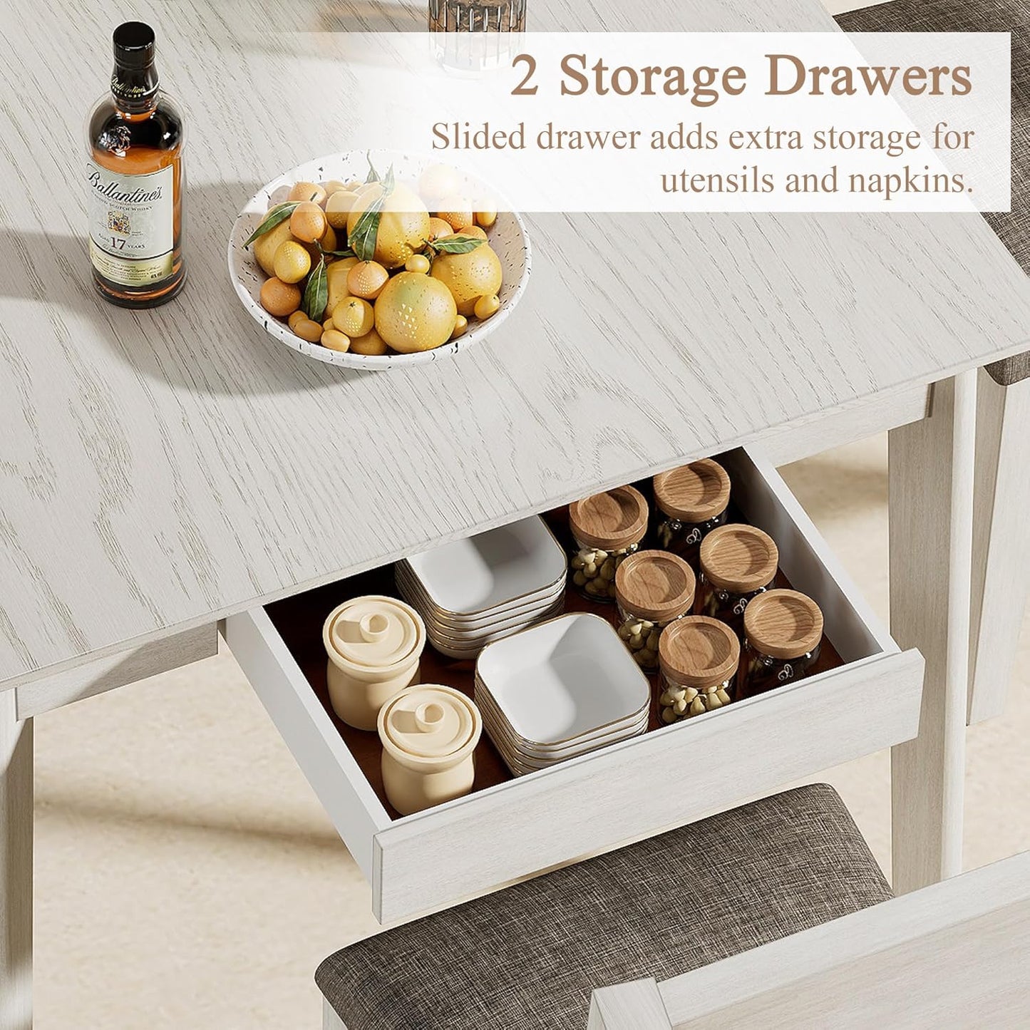 38.2'' Square Solid Wood Dining Table for 4, Farmhouse Kitchen Table for Kitchen, Dining Room, Restaurant, Natural Eco-Friendly, Washed Gray