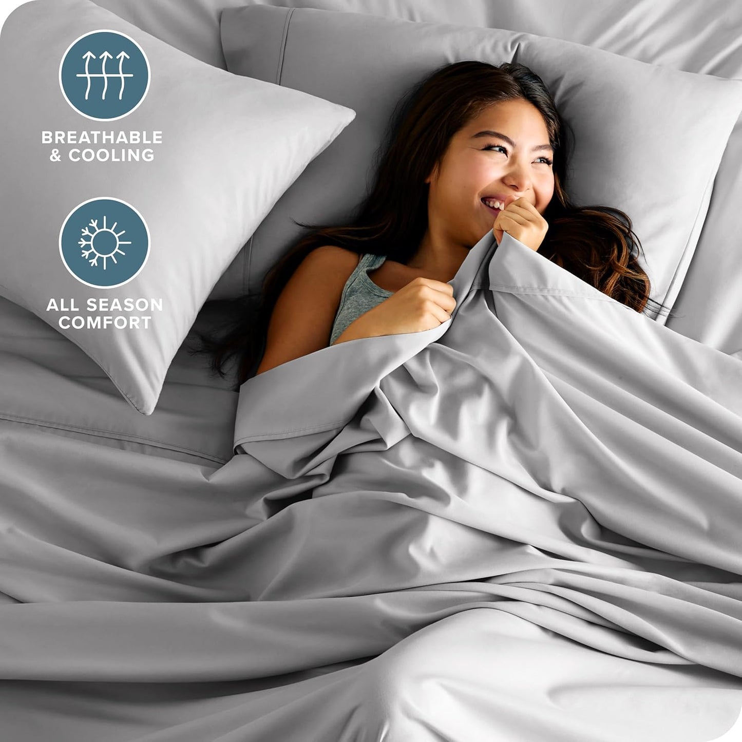 Bare Home California King Sheet Set - 1800 Ultra-Soft Microfiber Cal King Bed Sheets - Double Brushed - Deep Pockets - Easy Fit - 4 Piece Set - Bed Sheets (California King, Light Grey)