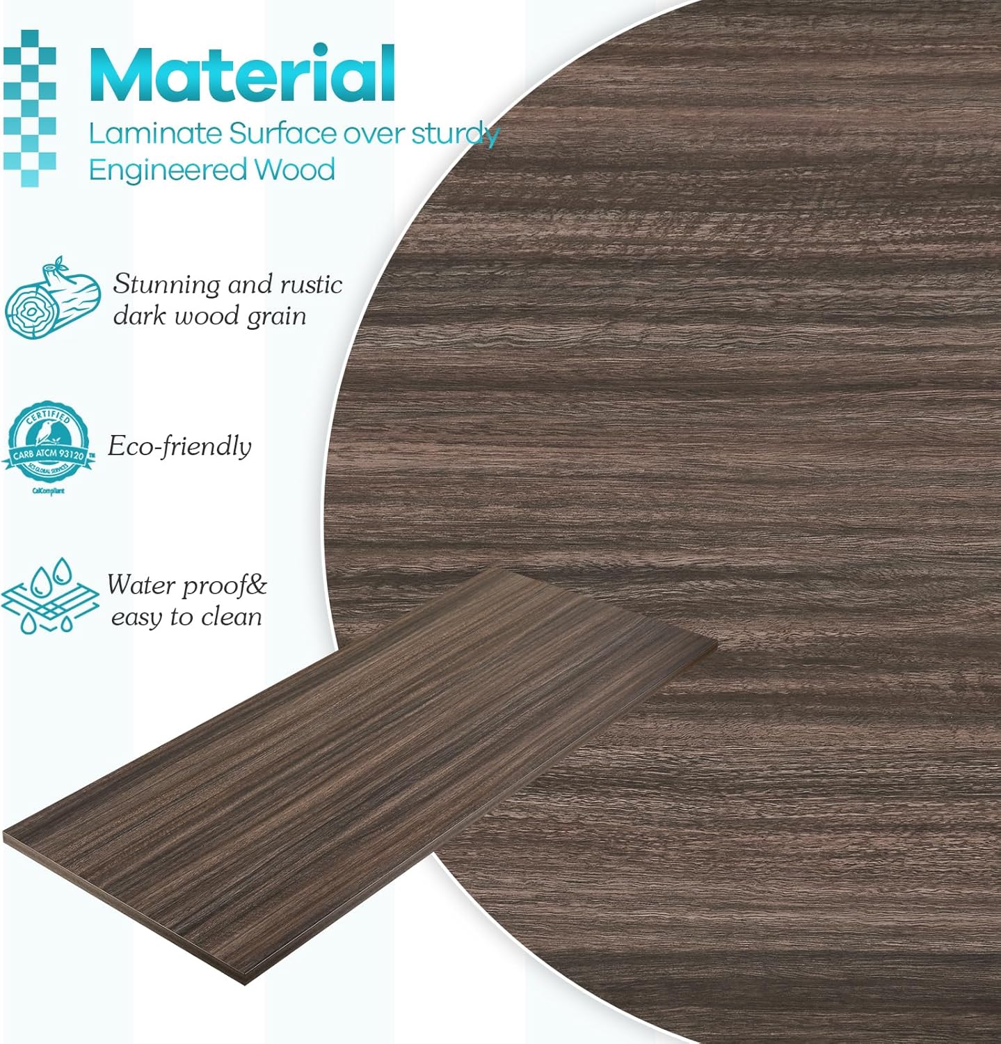Kaboon Universal Tabletop 55"x27.5", Solid One-Piece Melamine Table Top, Double Desk L-Desk DIY, Home and Office Countertop,Eucalyptus