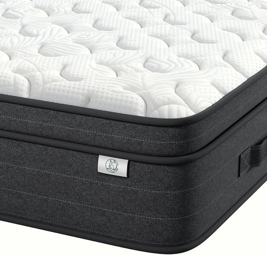 Queen Mattress 10 Inch in a Box - Memory Foam & Pocket Spring Hybrid Mattress for Back Pain Relief, Cool Breathable Fiberglass-Free Cover, Medium Firm, CertiPUR-US Certified