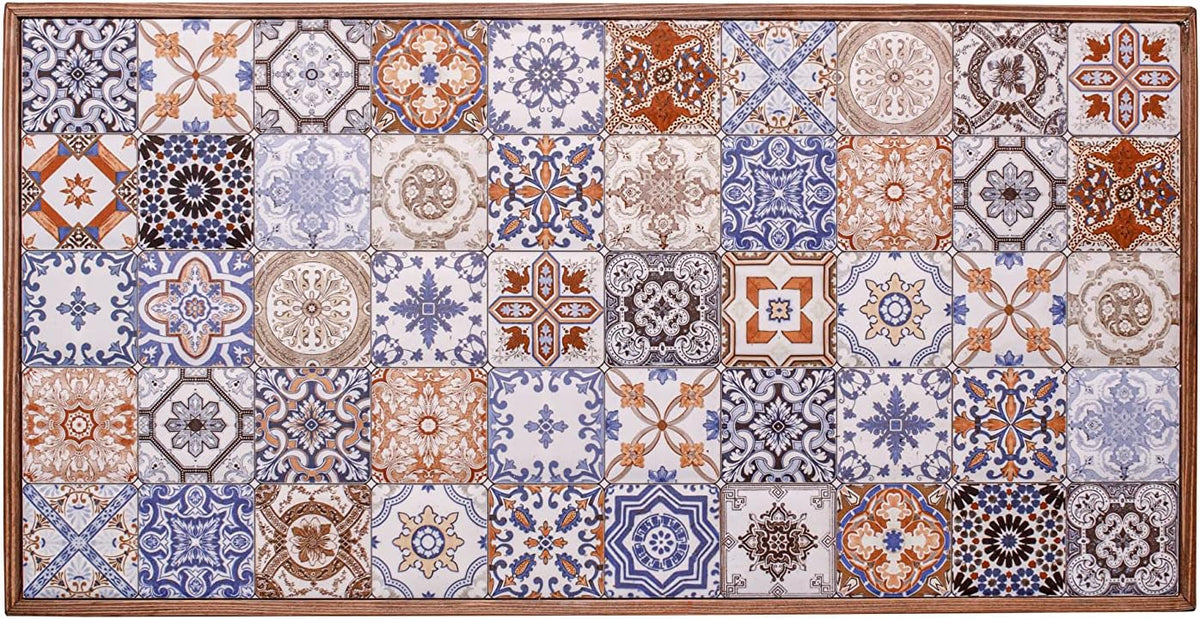 Comfyt Coffee Table, Side Table, End Table, Nightstand Nesting Table Plant Stand Bedside Table Accent Table Home Essentials Wood Tiled Top Rustic Table Ceramic Tiles Mexican Tile Table