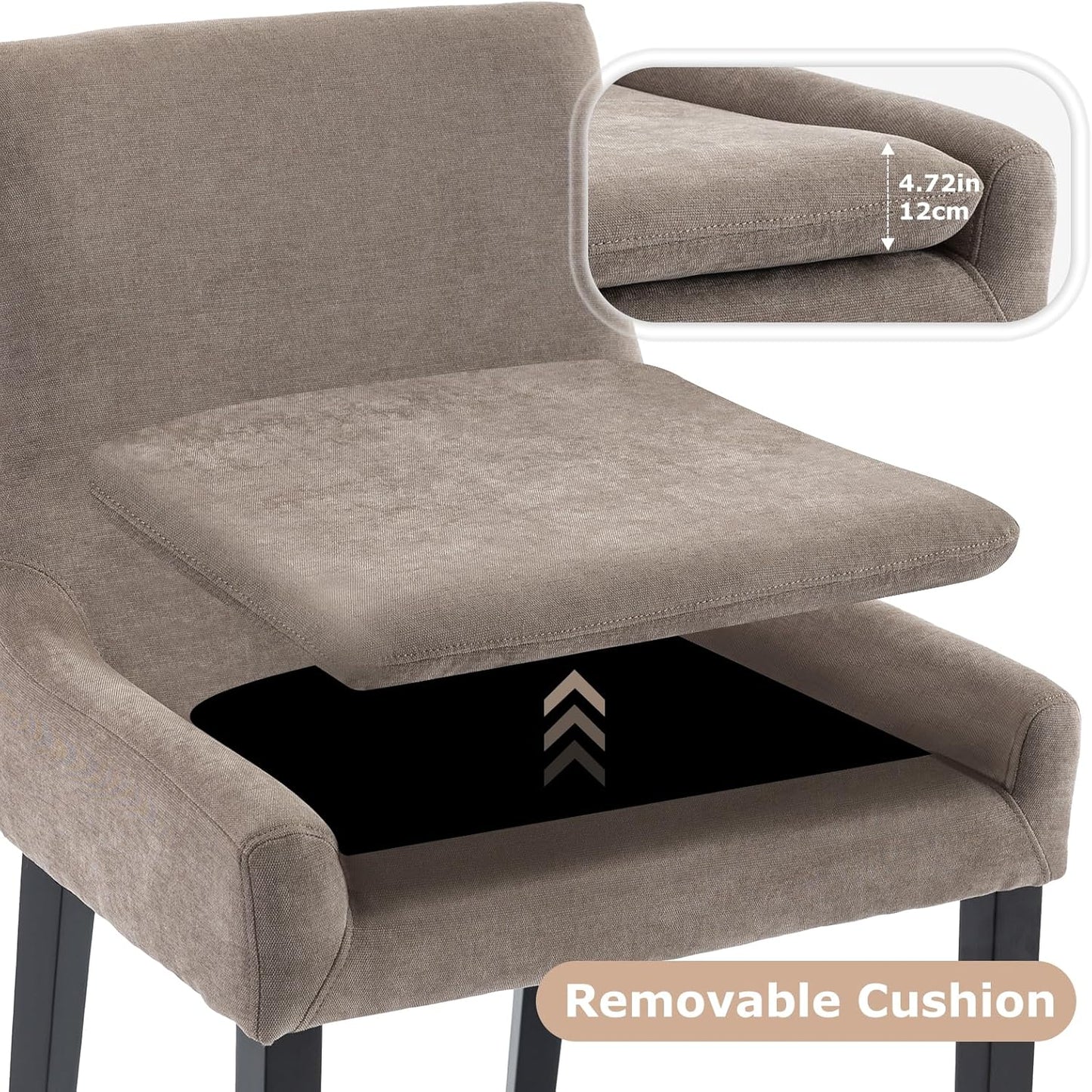 COLAMY Modern Dining Chairs Set of 4, Upholstered Corduroy Accent Side Leisure Chairs with Mid Back and Wood Legs for Living Room/Dining Room-Camel