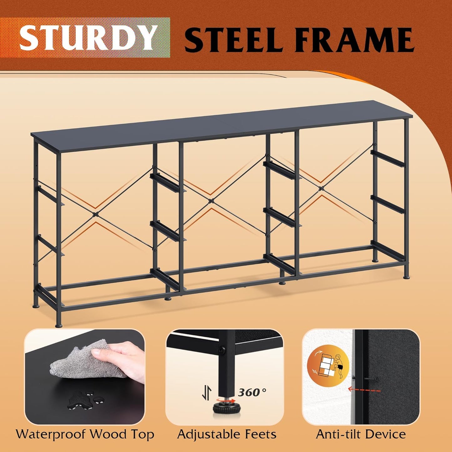 WLIVE 63''W Dresser for Bedroom, Black Dresser TV Stand for 65, 70, 75 inch TV, Wide Chest of Drawers with 9 Drawer, Large Entertainment Center, Fabric Dressers with Wood Top for Closet, Living Room