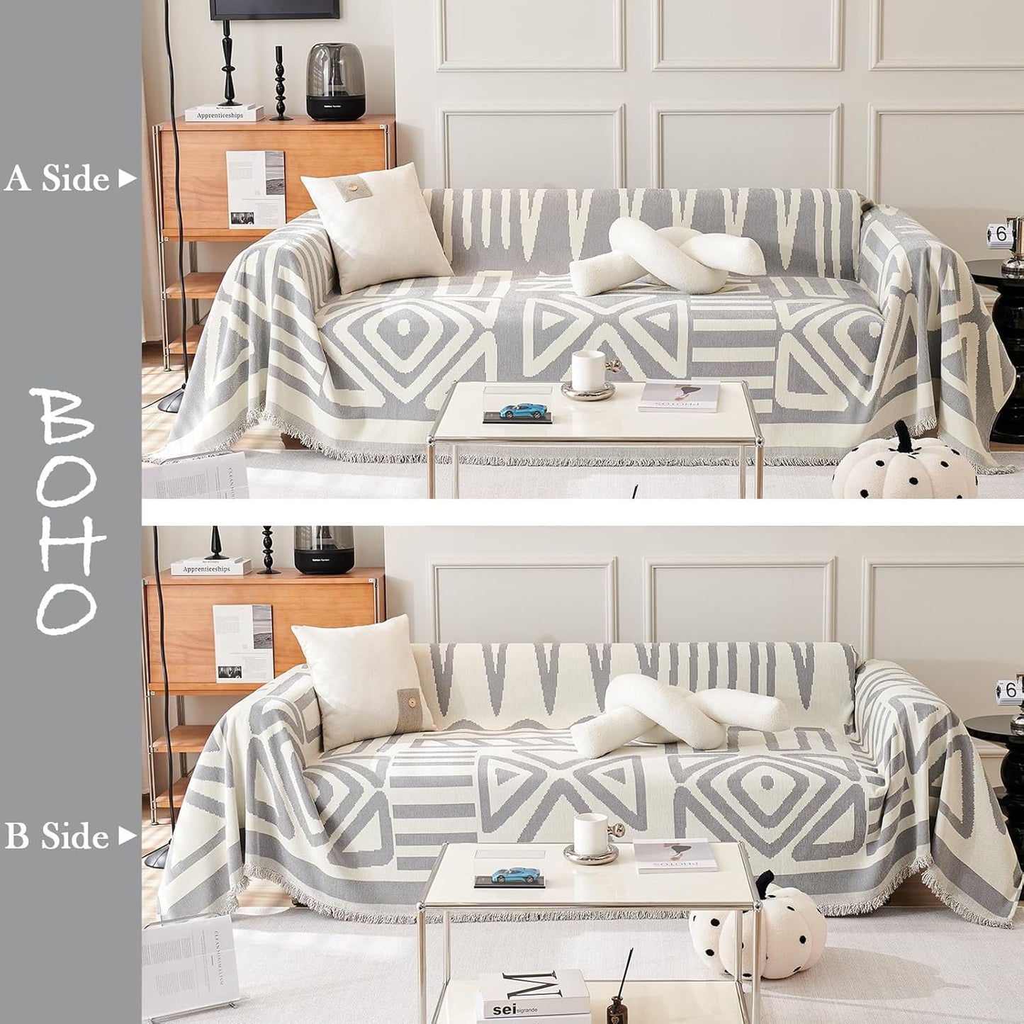 HANDONTIME Grey Armchair Sofa Cushion Covers Boho Sofa Covers Dog Couch Cover for Sofa Recliner Chenille Couch Sofa Slipcover for Pets Sofa Cover Thick Washable Slip Covers for Sofas/Couches, 71" X71"