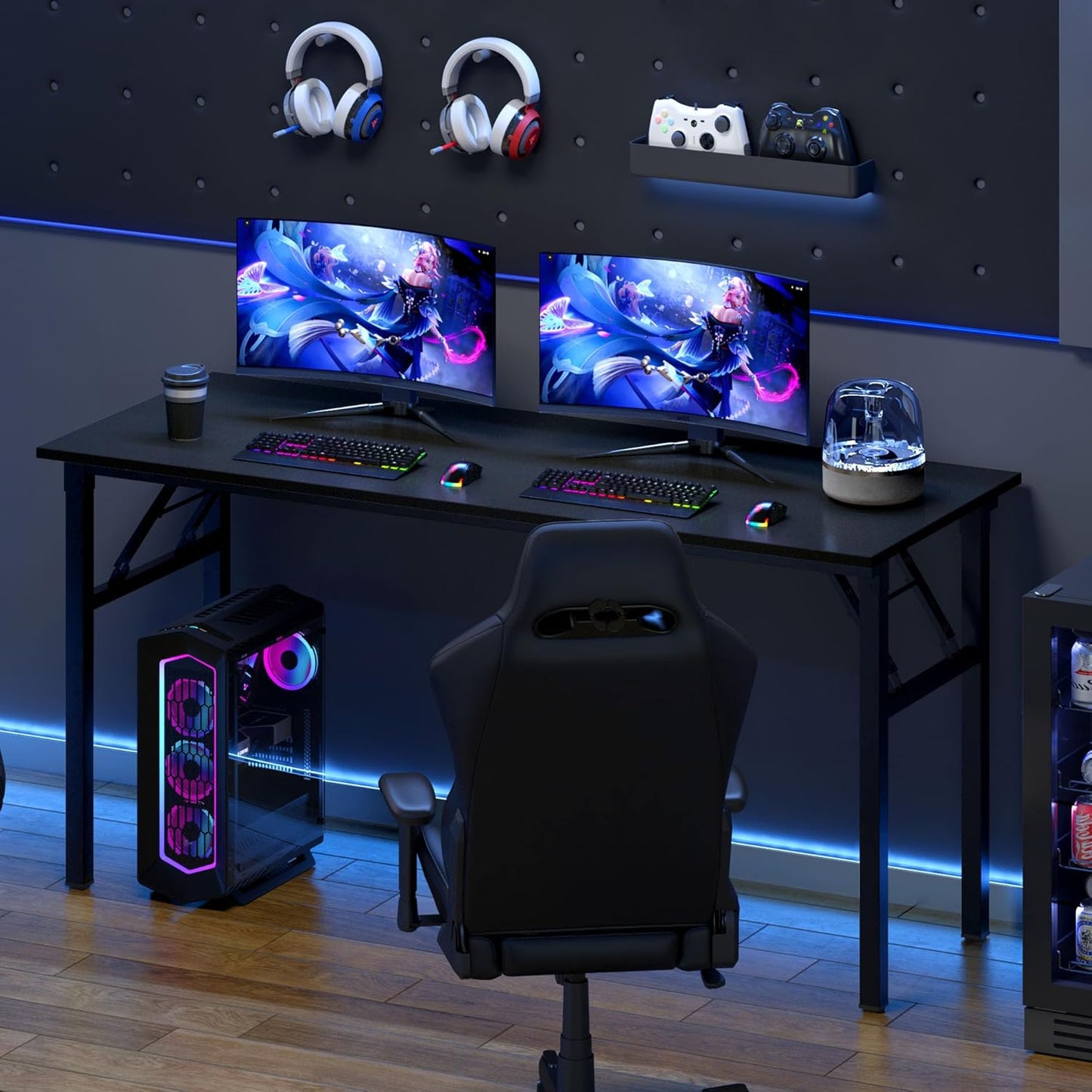 Need Folding Computer Desk, Large 60 inches Folding Table for Home Office, No Install Needed Foldable Writing Table Desk, Black