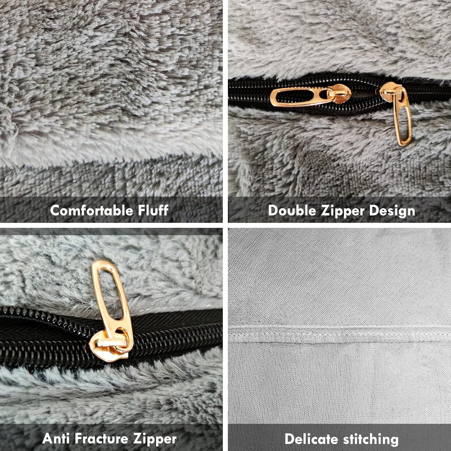 (No Filler) Bean Bag Chair Cover Without Filler,Big Round Soft Fluffy PV Velvet Washable Bean Bag Lazy Sofa Bed Cover for Adults,Living Room Bedroom Furniture Outside,6ft Snow Grey