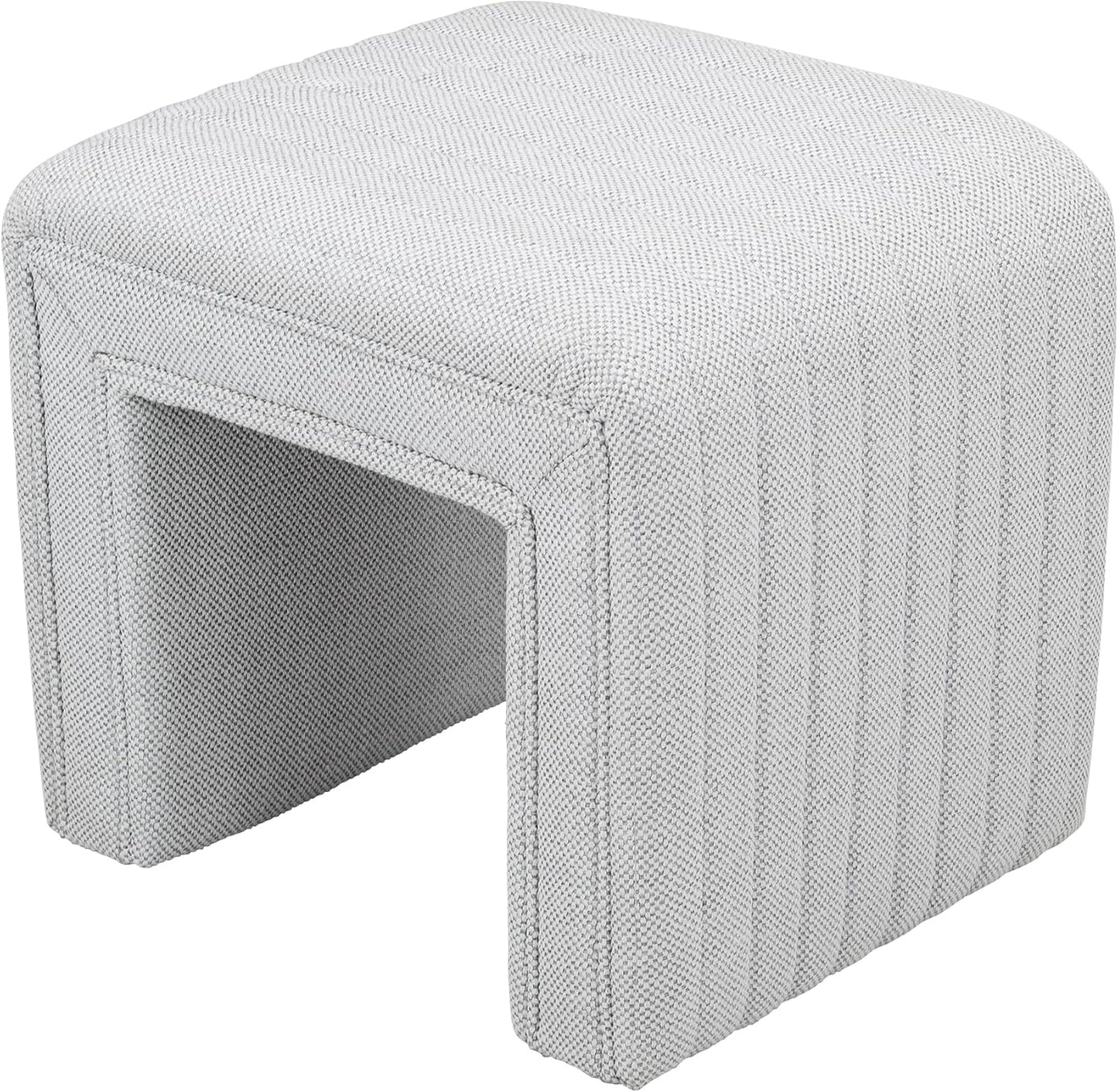 Get Set Style Vanity Stool Chair,Modern Linen Ottoman Foot Stool with Wooden Legs Sofa Bench Footstool Extra Seat for Vanity,Makeup Room,Living Room,Entryway,Office (Fully Assembled)