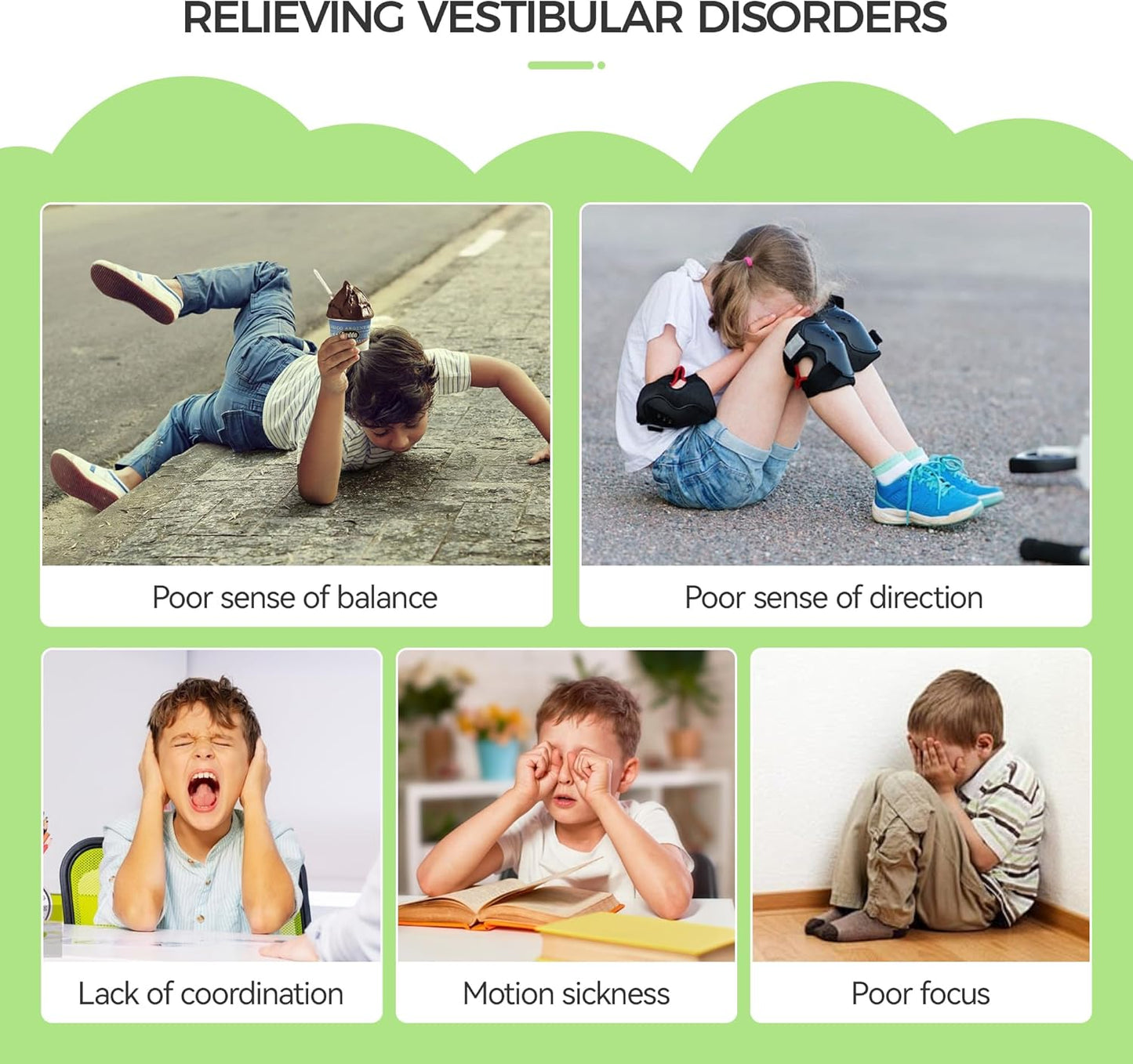 Swivel Chair for Kids, 360° Spinning Seat, Toddler Sit and Spin Wobble Chair, Sensory Balance Toys, Autism ADHD Chairs, Play Equipment Relief Motion Sickness for Boys Girls (Green)