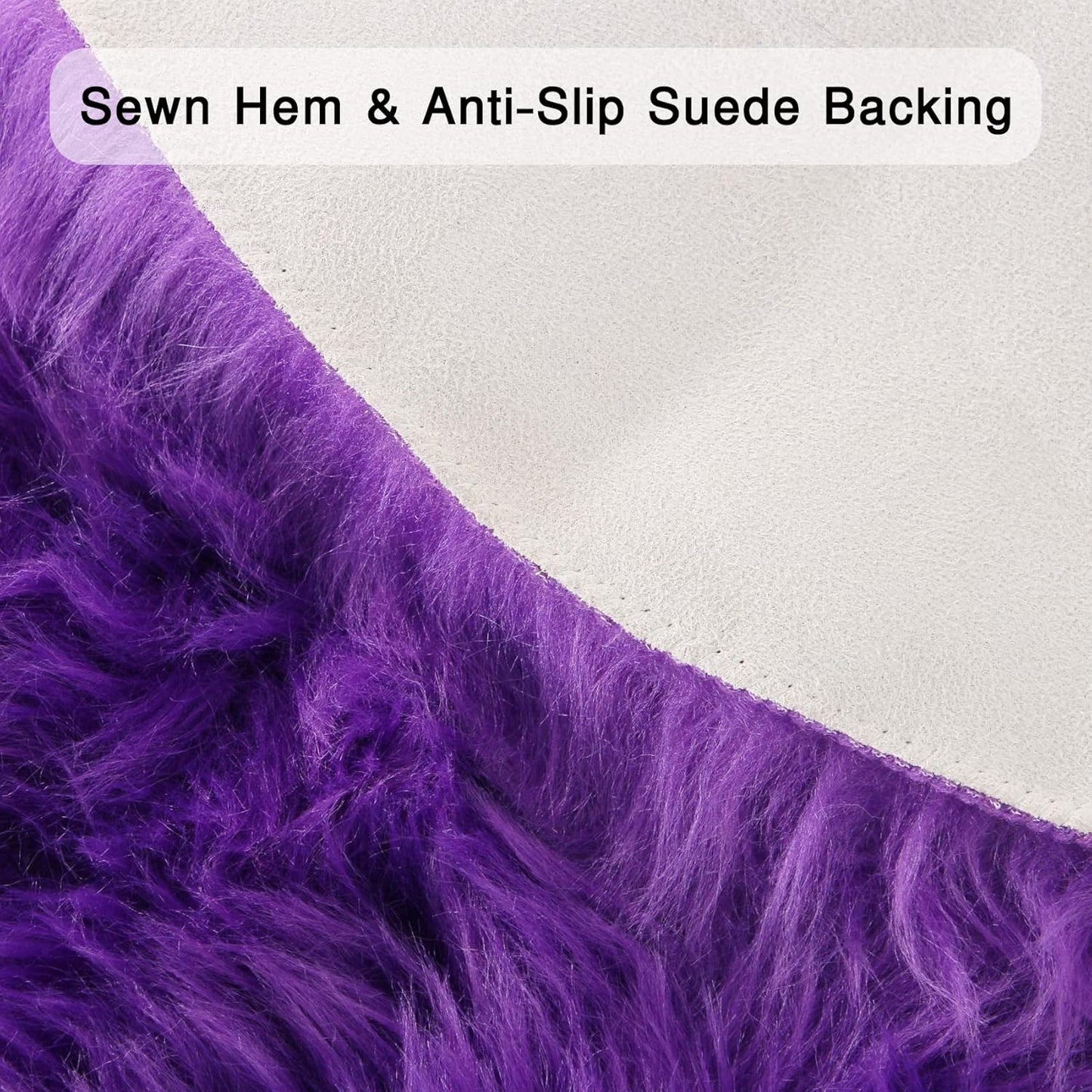 duduta Purple Faux Sheepskin Fur Rug 3x5 ft, Fluffy Shag Bedroom Dorm Nursery Playroom Carpet Rug Non Slip Washable