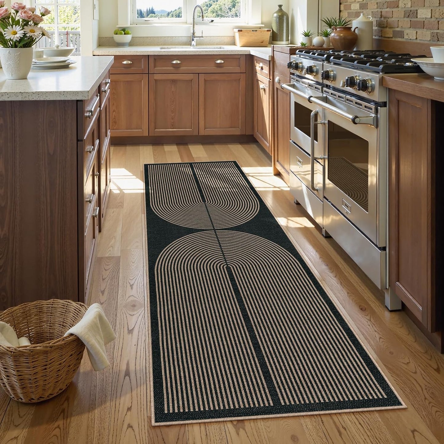 Lahome Modern Rainbow Hallway Runner Rug, 2x6 Washable Easy Jute Rugs for Entryway Kitchen Farmhouse Indoor Outdoor Carpet, Non Slip Runner for Porch Bedroom Laundry Front Door
