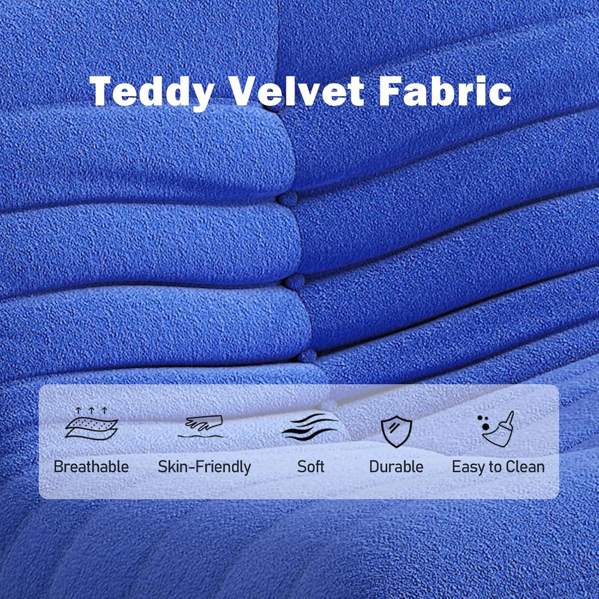 Bean Bag Chair, Memory Foam Bean Bag Sofa Large Bean Bag Chair for Adults, Bean Bags Chairs for Teens with High Density Comfortable Foam, Bean Bag for Living Room, Bedroom (Blue)