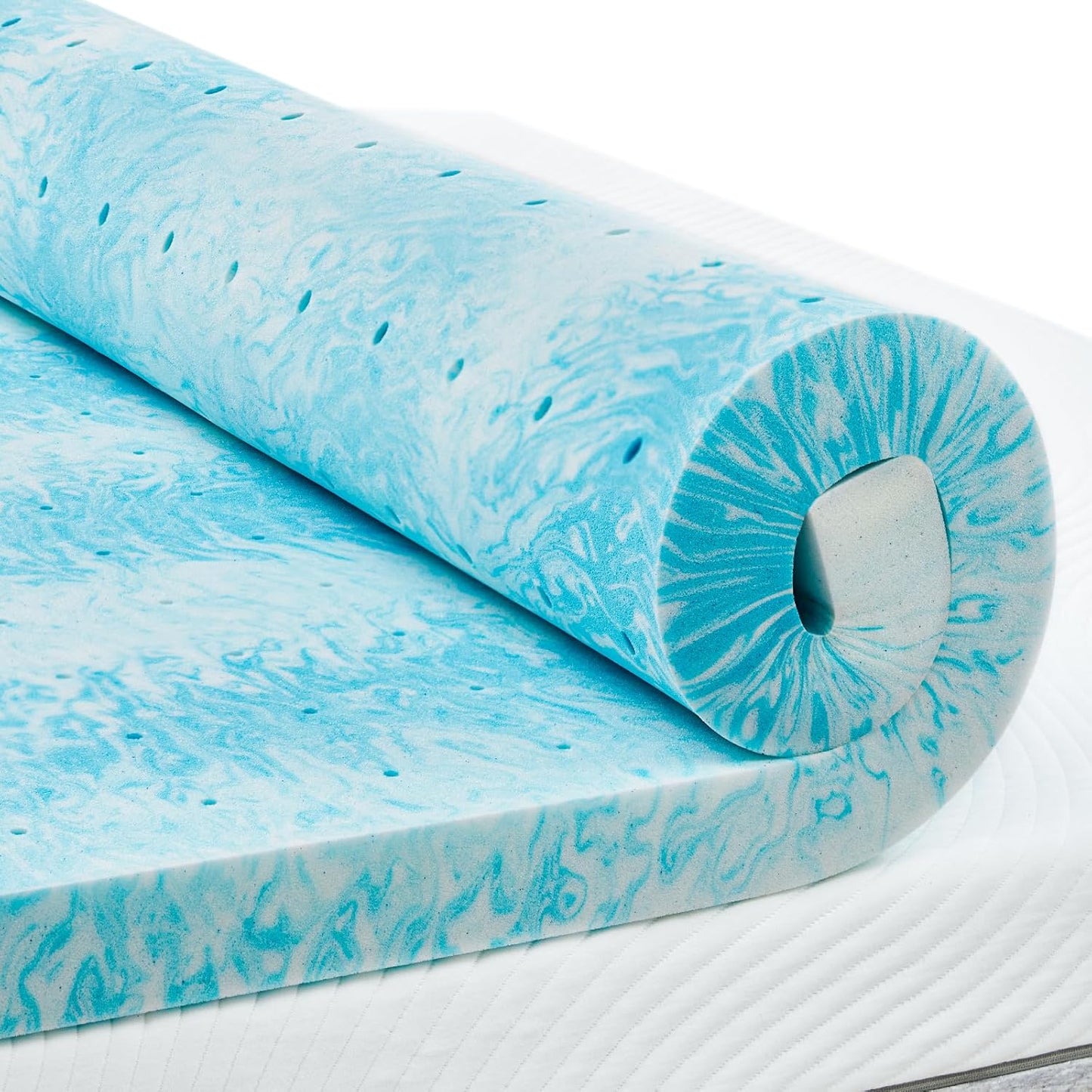 PERLECARE 2 Inch King Memory Foam Mattress Topper, Cooling Gel Infused Mattress Pad, Ventilated Bed Topper for Pressure Relief, CertiPUR-US Certified, Blue