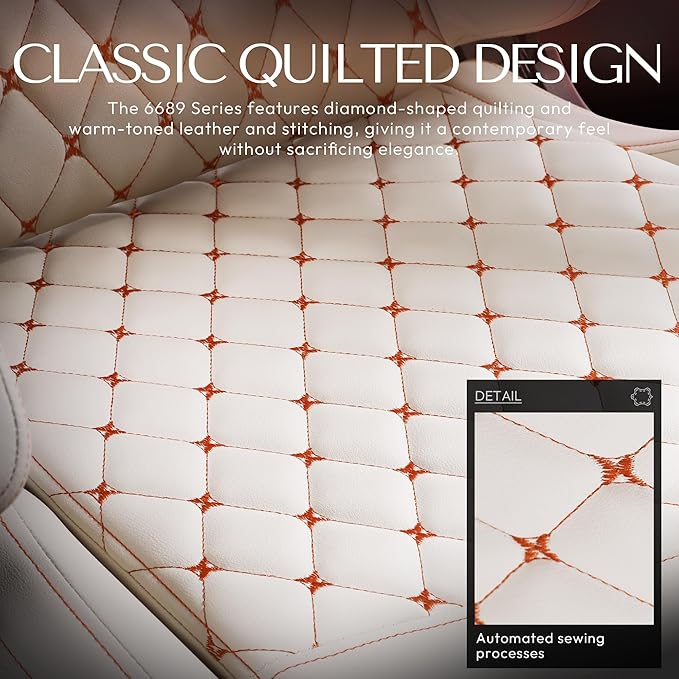 Dowinx Gaming Chair Big and Tall, Ergonomic Computer Chair with Footrest and Massage Lumbar Support, High Back Comfortable Gamer Chair for Adults 350Lbs PU Leather for Office Game, Ivory