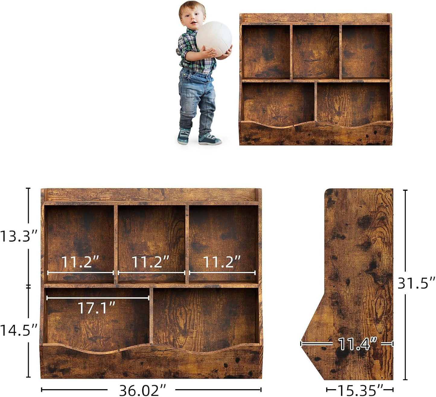 IDEALHOUSE Toy Bookshelf and Bookcase, Multi Shelf with Cubby Organizer Cabinet for Storage Books and Toys, for Bedroom, Playroom, Hallway