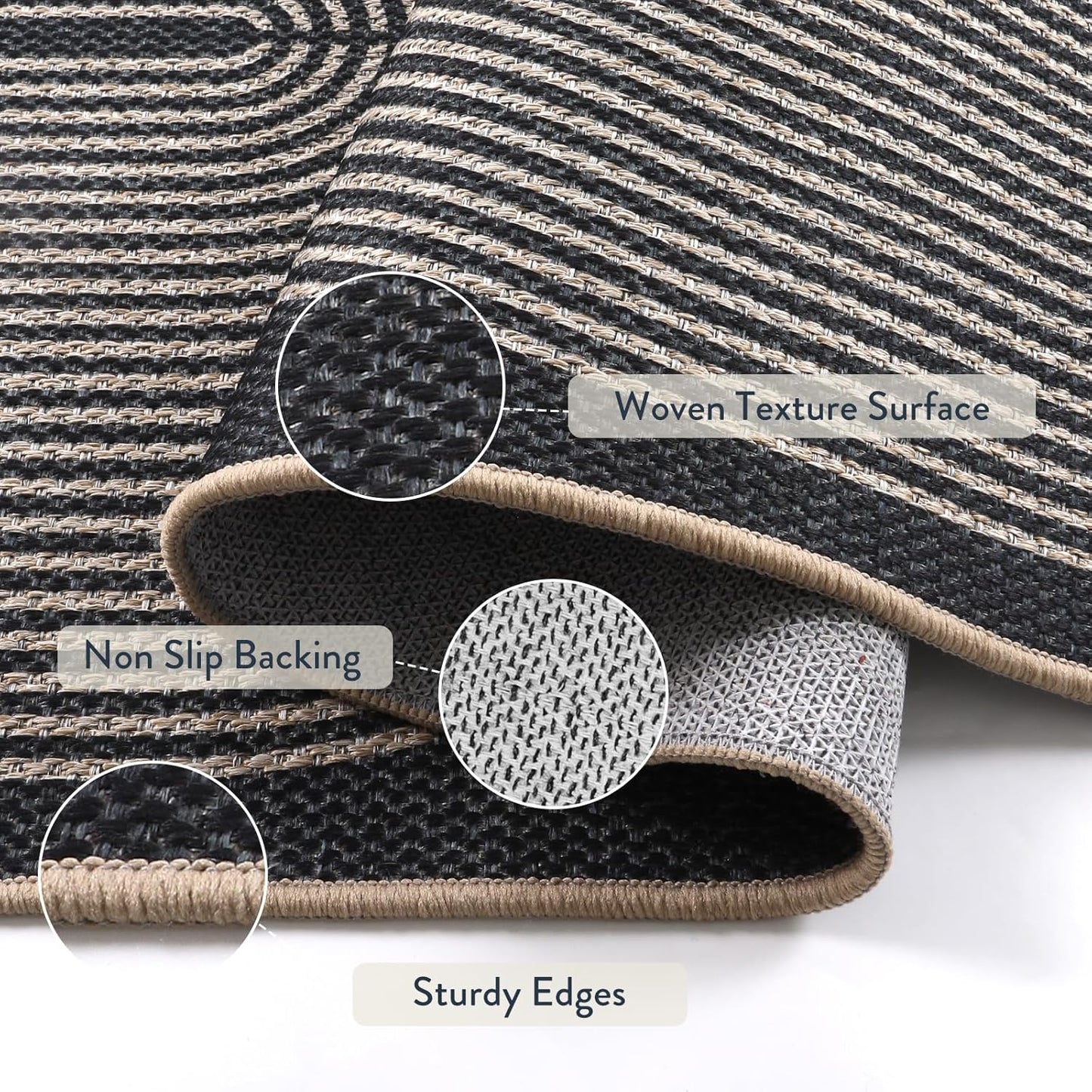 Lahome Rainbow Outdoor Mats for Front Door, 2x3 Small Washable Kitchen Rugs, Farmhouse Neutral Throw Rug Non Slip Non Shedding Indoor Outdoor Carpet for Entryway Foyer