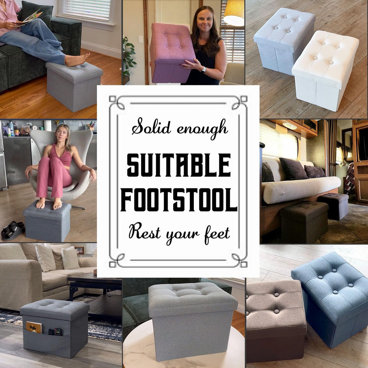 Ottoman Storage Ottoman Foot Rest Stool Foldable Bench with Storage Student Dormitory Bedroom and Entryway 17 X 13 X 13