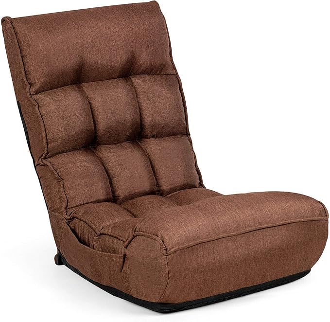 DORTALA Foldable Floor Chair for Adults, Memory Foam Floor Gaming Chair w/ 5-Position Adjustable Head and Back Support, Ergonomic Banana Chair for Bedroom, Living Room, Coffee