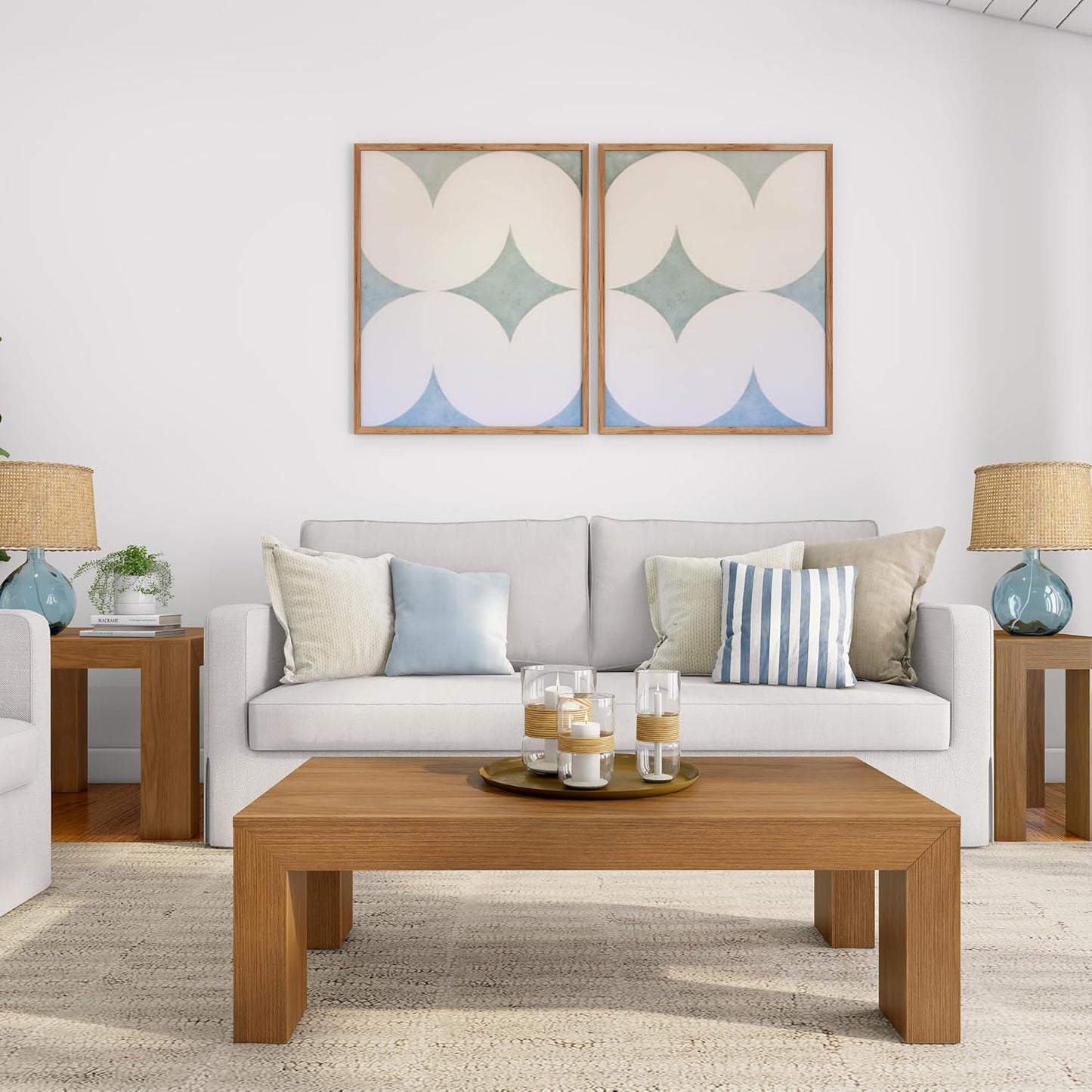 Plank+Beam Modern Rectangular Coffee Table, 48", Medium Sized Coffee Table, Center Tables for Small Spaces, Living Space Medium Tea Table, Pecan Wirebrush