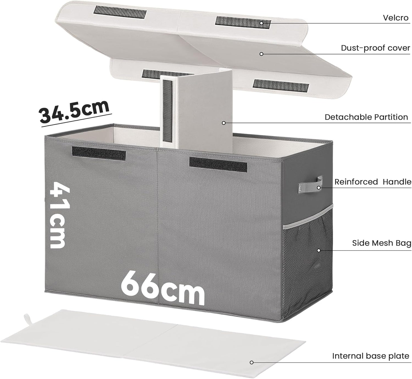 80L Large Toy Storage Box with Lid, Large Toy Box Chest for Kids, Girls and Boys, Nursery Room and Living Room, 26"x13" x16" - Grey