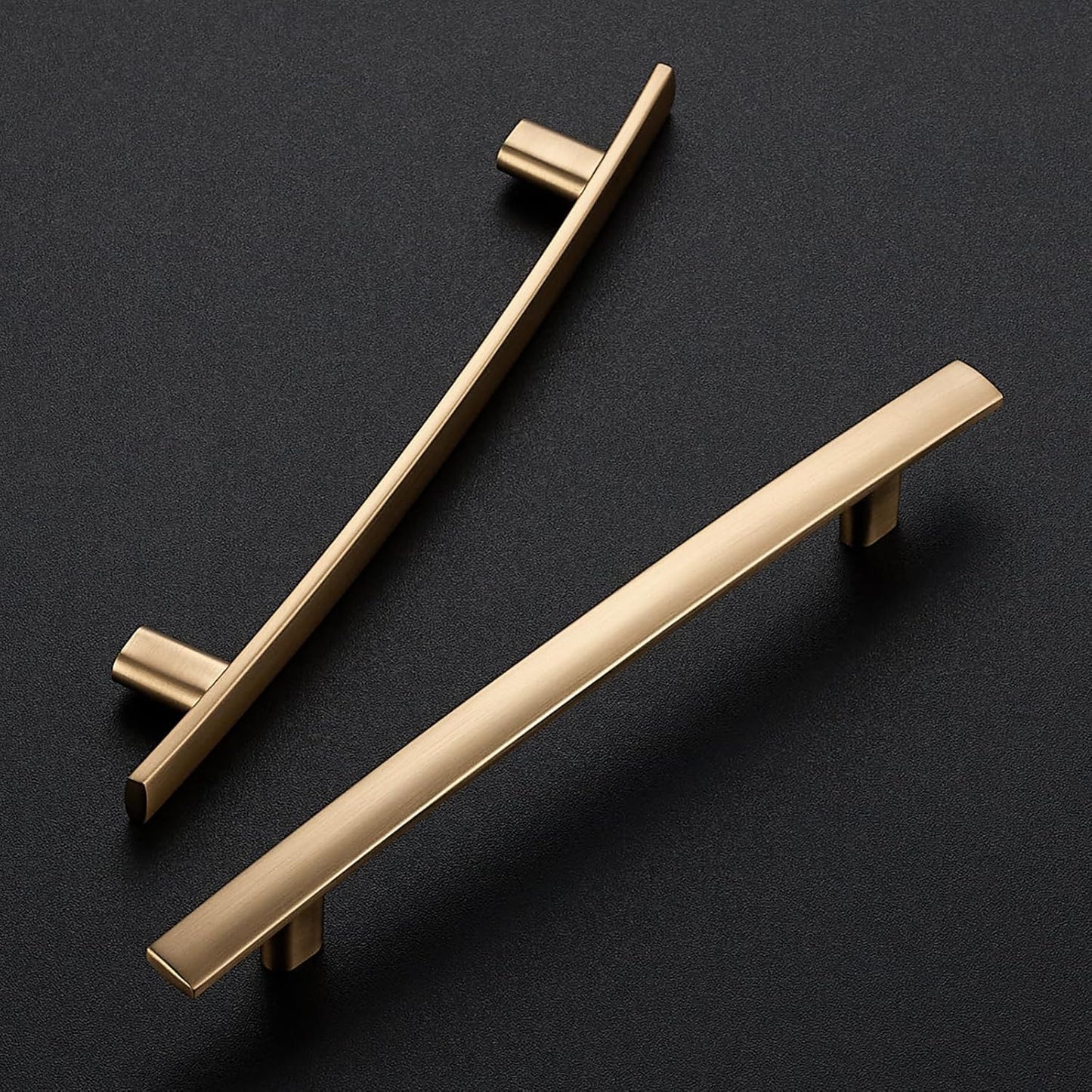 10 Pack Cabinet Handles 5" Hole Center - Curved Cabinet Pulls Champagne Bronze Drawer Pulls for Kitchen Cupboard Solid Handles for Dresser Drawer Arch Closet Hardware