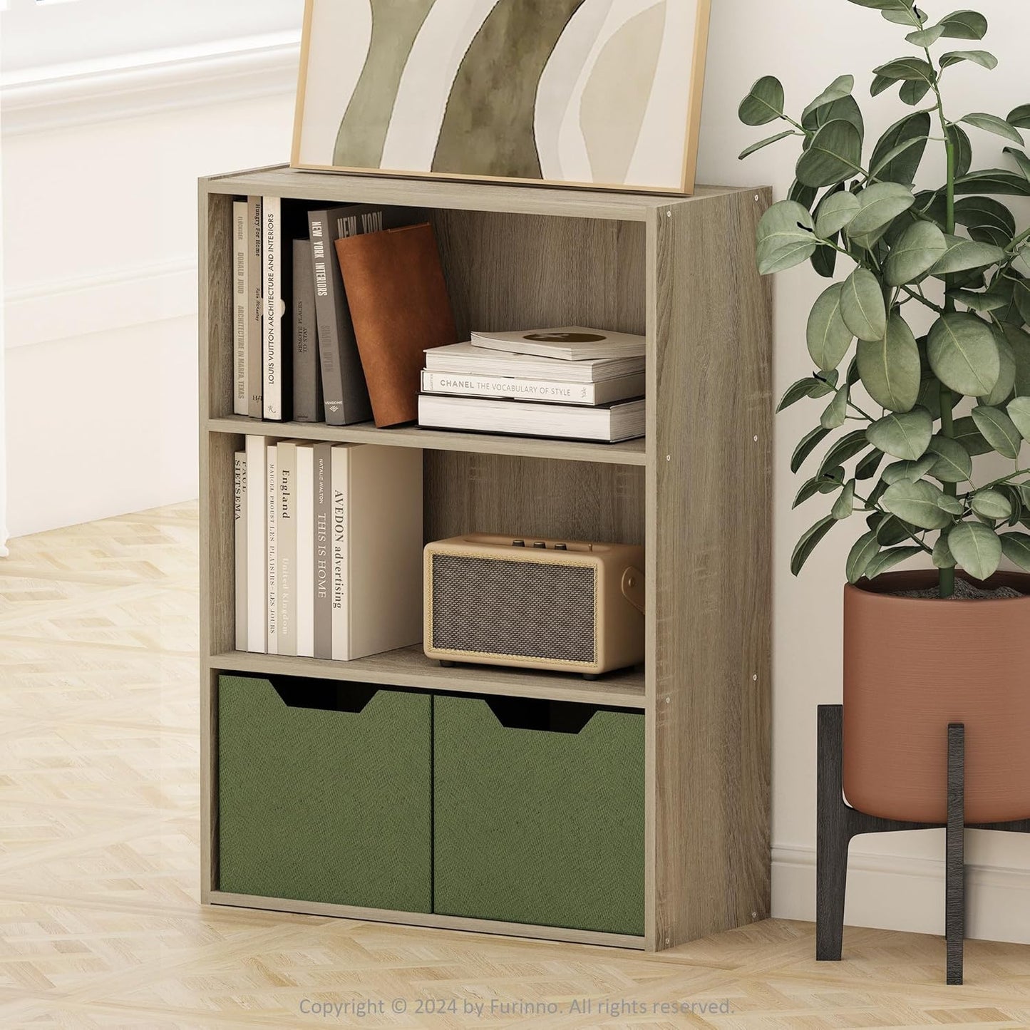 Furinno Pasir 3-Tier Open Shelf Bookcase, Sonoma Oak