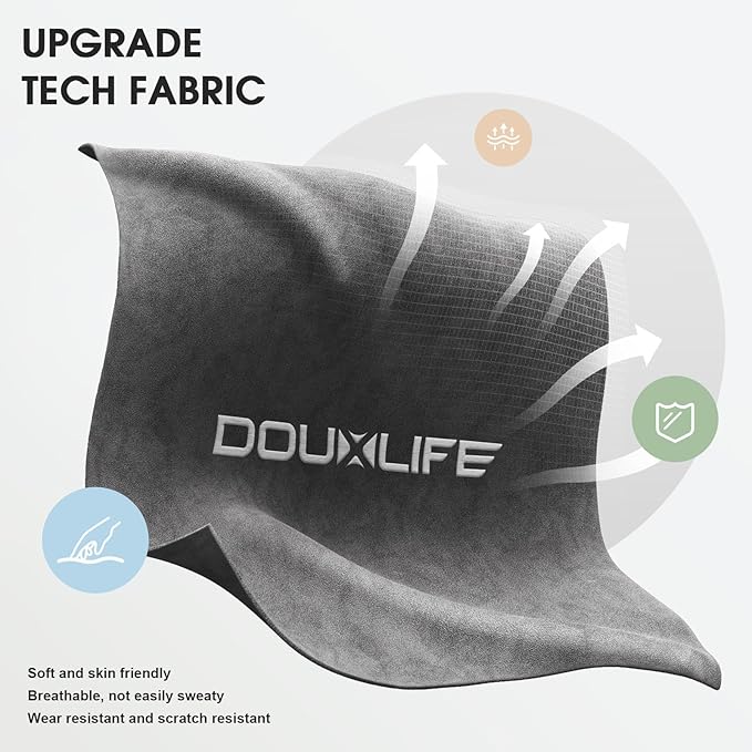 Gaming Chair, Fabric Computer Office Chair with Massage, Ergonomic Chair with Footrest Lumbar Support, Pocket Spring Widened Cushion Metal Legs 350LBS Light Gray