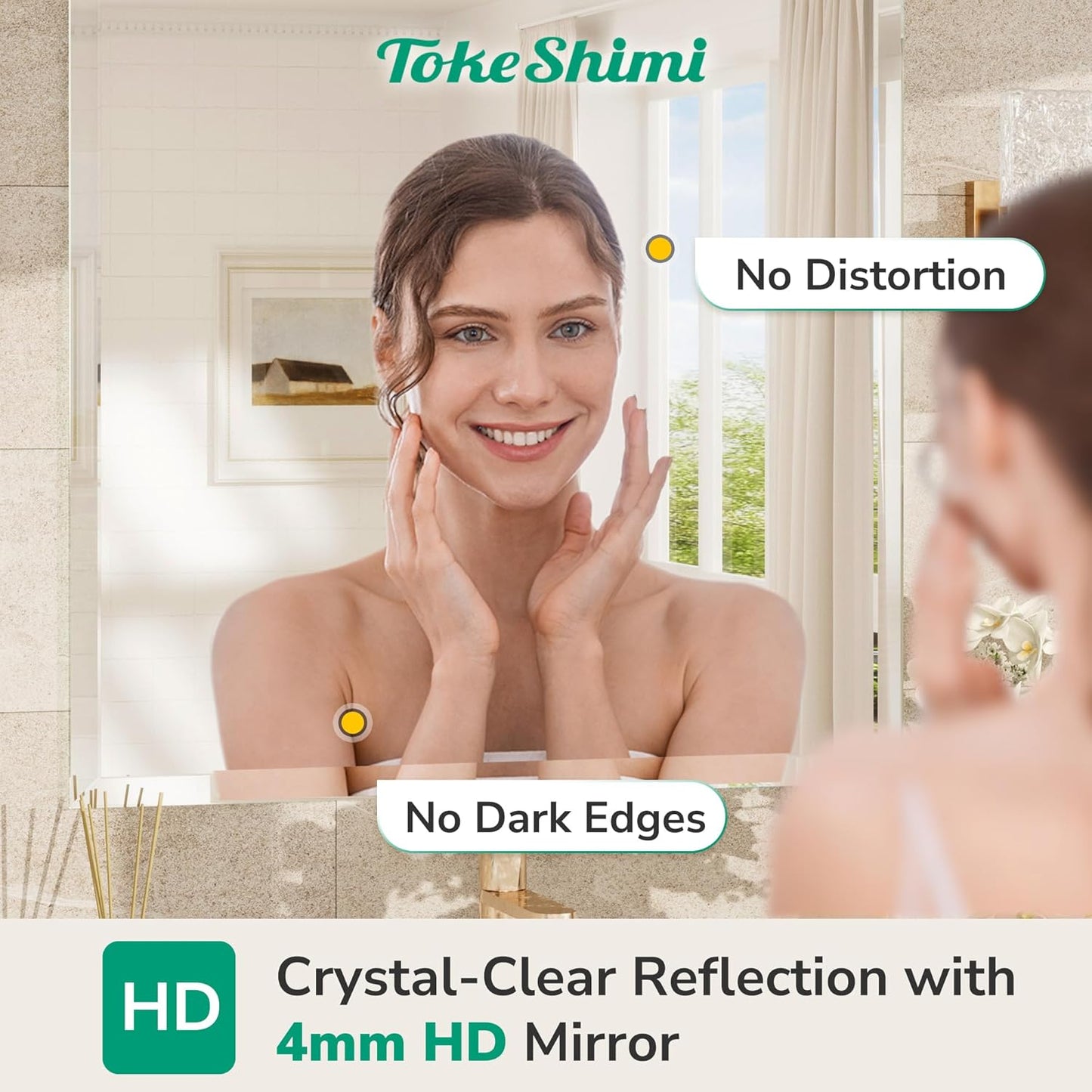 TokeShimi 22x30 Bathroom Vanity Mirror Beveled Rectangle, Frameless Mirror Bathroom with 1" Beveled Edge, Shatterproof Modern Decorative Wall Mirrored for Living Room, Entryway, Bedroom