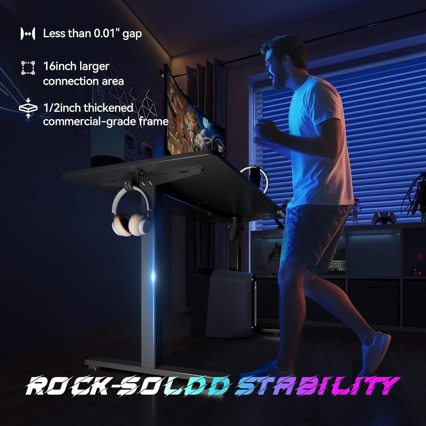 Electric Standing Desk Adjustable Height 40"x24" Stand Up Desk with Lockable Wheels Ergonomic Sit Stand Desk for for Work Office Home Computer Workstation (Black)