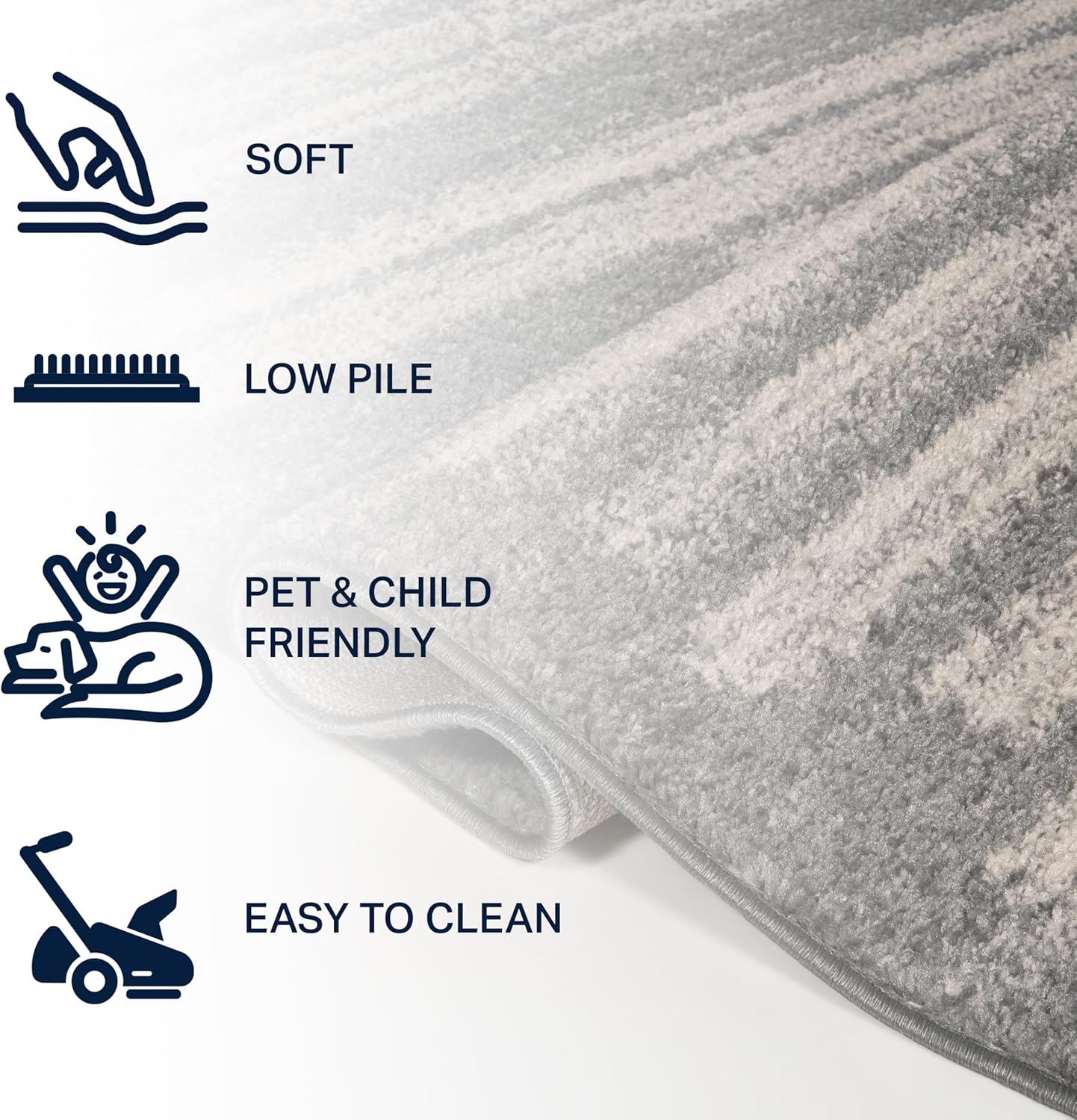 JONATHAN Y Khalil Modern Berber Stripe Gray/Cream Runner Rug, 2x8, Contemporary, Bohemian, Easy-Cleaning for Living Room, Bedroom, Kitchen, Pet Friendly, Non-Shedding (MOH207G-28)