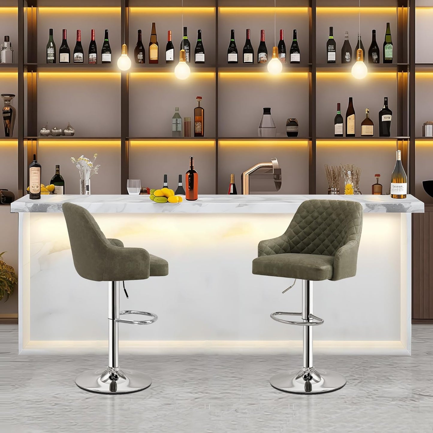 VECELO Bar Stools Set of 4, Adjustable Bar Stools with Back, Bar Height Stools for Kitchen Counter