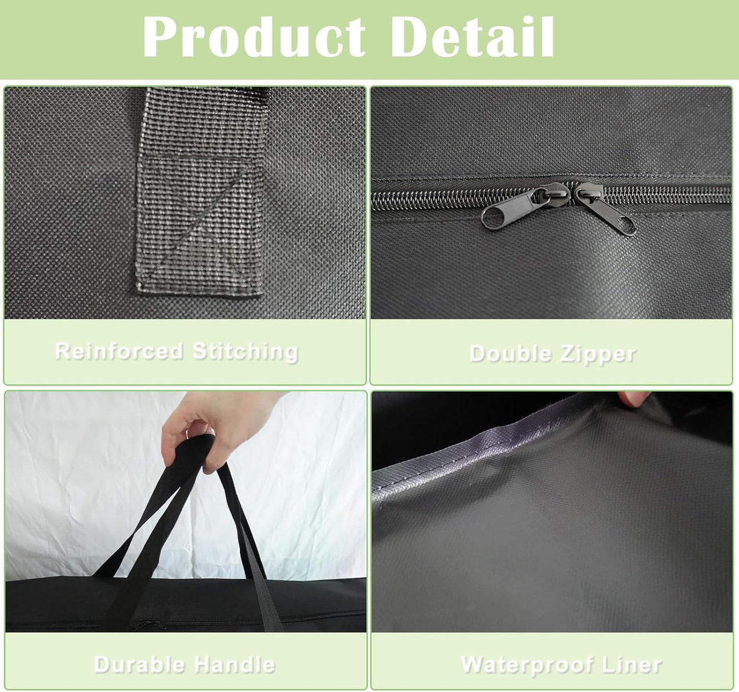 4/6/ 8 Foot Folding Table Storage Bag, Waterproof Heavy Duty Large Carrying Bag for Folding Tables, Picnic/Camp Tables Cover with Durable Zipper & Shoulder Strap, 31" D X 37" W X4.5 H, Black