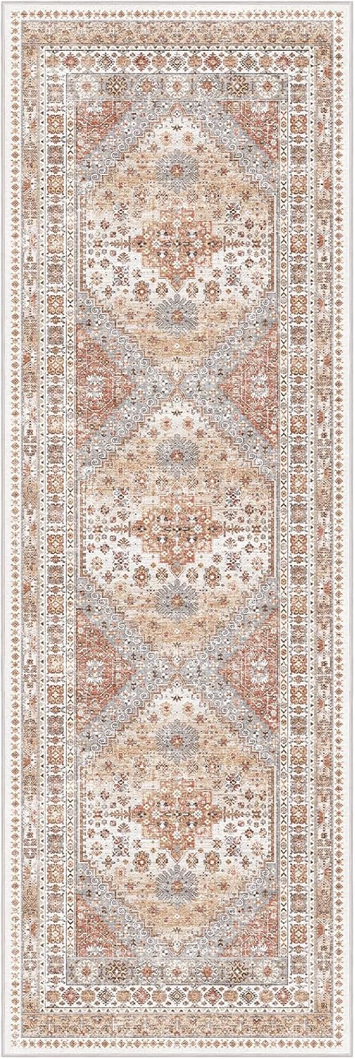 zesthome Washable Runner Rug 2.5x8 - Stain Resistant Entryway Rugs, Ultra-Thin Kitchen Rug, Anti Slip Backing Runner Rugs for Entrance Laundry Room Indoor Hallway (Orange,2.5'x8')