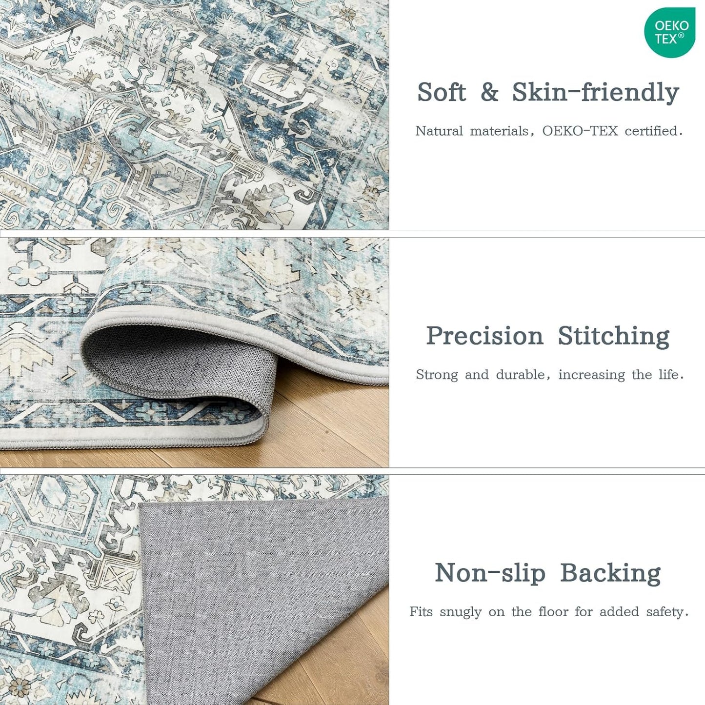 zesthome Area Rugs 6x9, Large Rugs for Living Room, Stain Resistant Washable Rug, Rugs for Bedroom with Non Slip Backing, Ultra-Thin Vintage 6x9 Area Rug