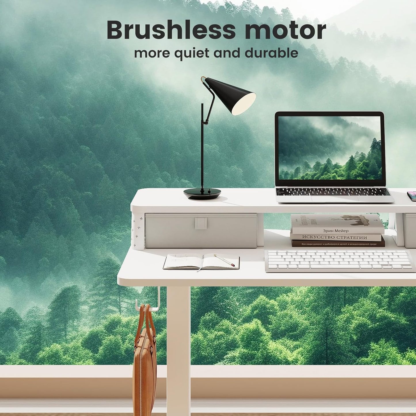 Small Standing Desk with Drawers and Brushless Motor,Electric Sit Stand Desk for Walking Pad,Ergonomic Stand Up Desk for Home Office & Gaming,3 Memory Height Preset & Hooks(35" x 20",White)