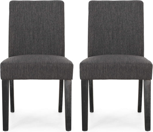 Christopher Knight Home Kuna Contemporary Upholstered Dining Chair (Set of 2), Charcoal + Gray