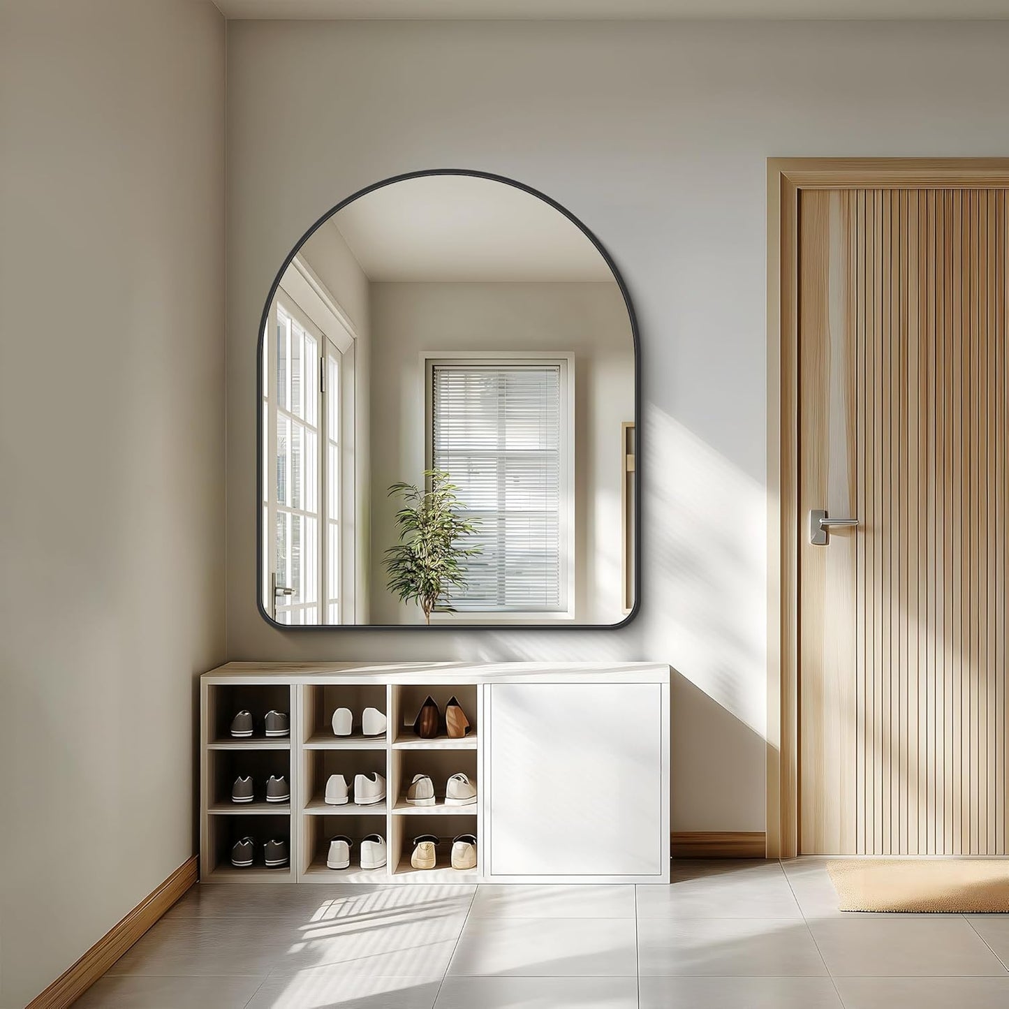 FORBATH Arched Wall Mirror 40"x48", Large Arch Bathroom Mirror Black Aluminum Wide Frame for Decor Dresser Mirror for Bedroom Living Room Entryway, Hanging or Leaning Against Wall