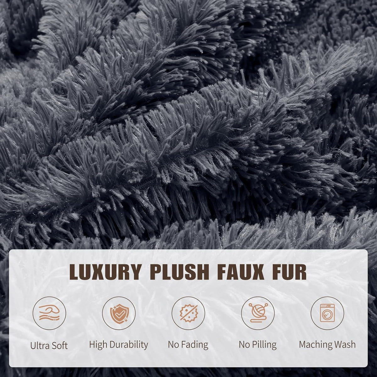 Bean Bag Chair Cover(No Filler) Soft Faux Fur Stuffed Animal Bean Bag Storage, Fluffy Plush Bean Bag Chair Cover Washable, Comfy Bean Bag Chairs for Adults, 7FT, Dark Grey
