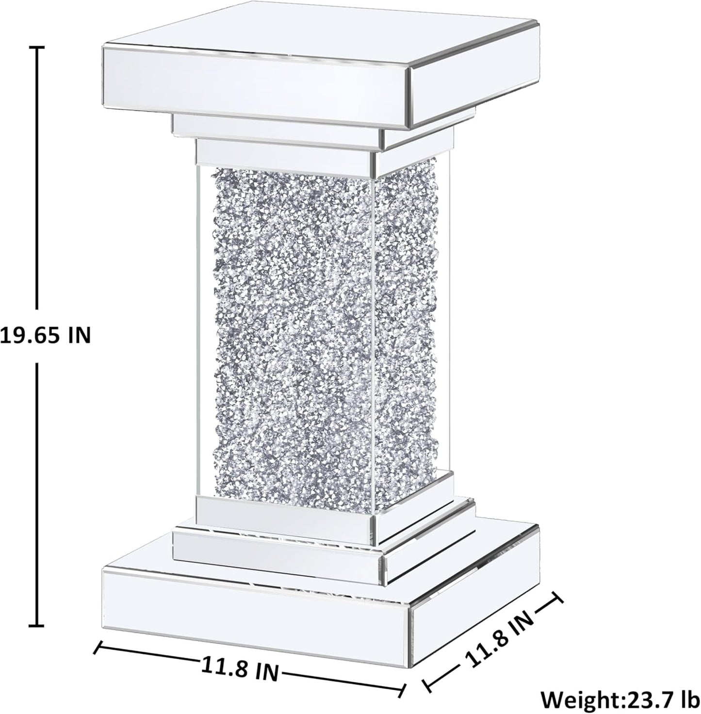ENENE Mirrored End Table Crushed Diamond Coffee Table for Living Room Small Spaces Side Table for Bedroom Office Hallway Entryway