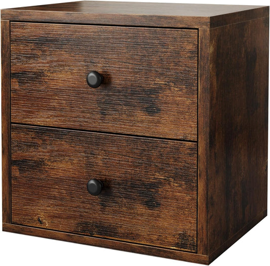 FUSUNBAO Magic DIY Cube Storage Organizer Stackable Cubes for Home Books Clothes Toy-Modular Cubby Storage System-Office Cubical-Bookcase Closet (Antique Brown, Drawer Cube)