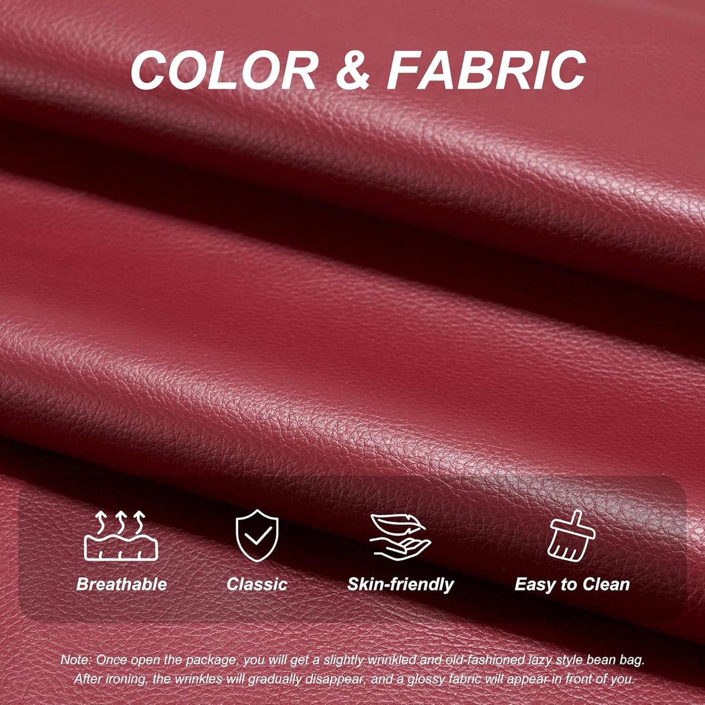 Hobestluk Giant Bean Bag Chair Lazy Floor Sofa, Memory Foam Fireside Sofa for Adults, Big Beanbag Faux Leather Armless Chair for Living Room Bedroom Dorm Office (WineRed, Single)